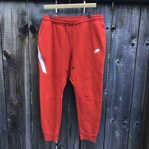 Nike sportswear Tech Fleece red white sweatpants joggers 805162-622 mens xl